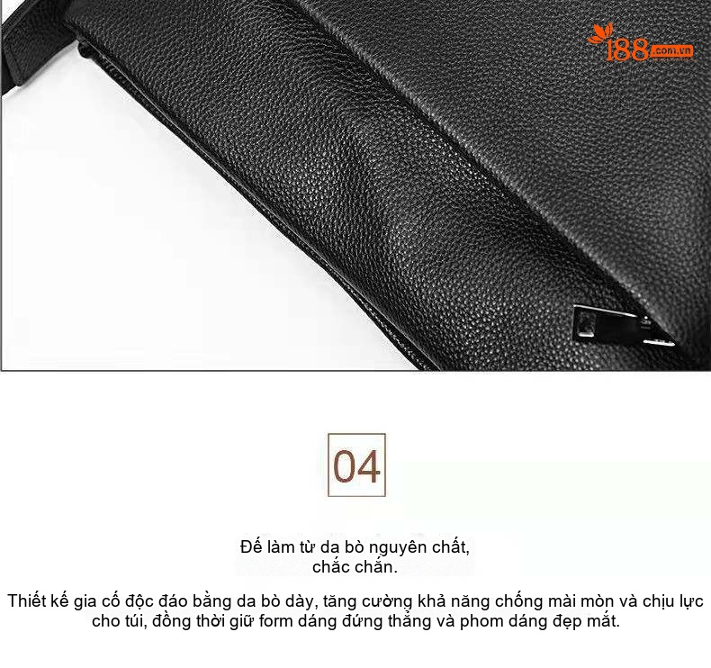 Túi Đeo Chéo Nam Da Bò Ngang Dáng Mềm Mại Phong Cách Thời Trang Màu Đen chi tiết 21
