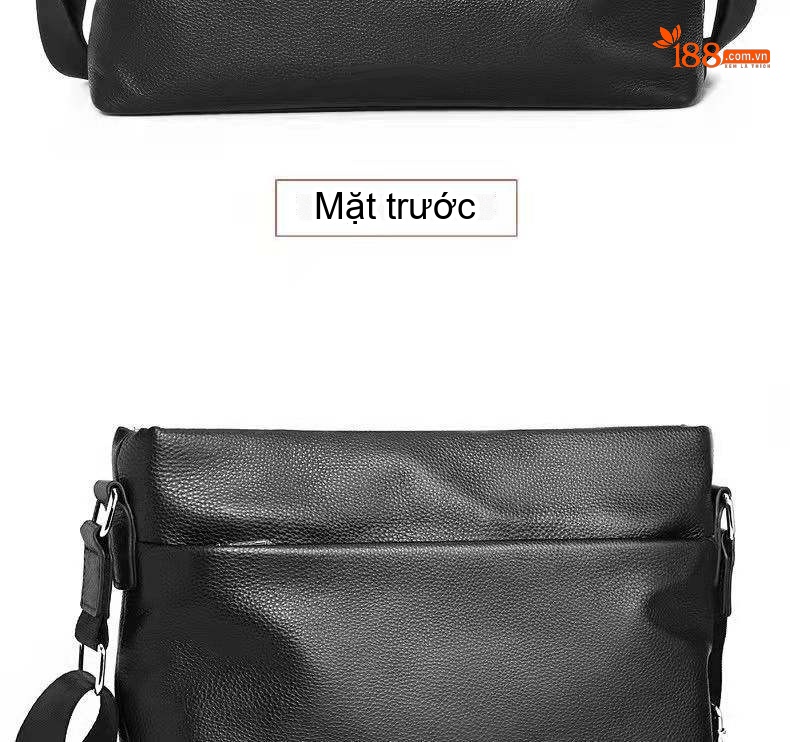 Túi Đeo Chéo Nam Da Bò Ngang Dáng Mềm Mại Phong Cách Thời Trang Màu Đen chi tiết 25