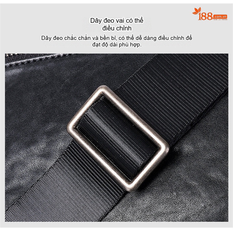 Túi Đeo Chéo Nam Da Bò Ngang Dáng Nhỏ Gọn Màu Đen chi tiết 22