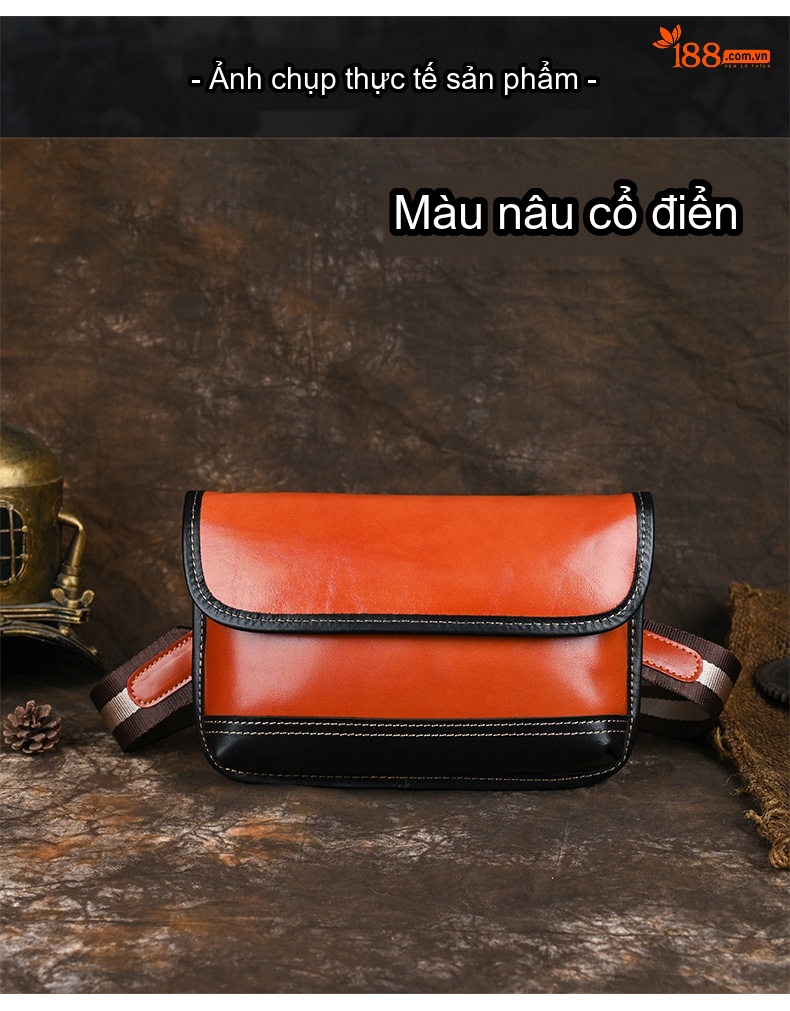 Túi Đeo Chéo Nam Da Bò Nguyên Tấm Phong Cách Hàn Quốc chi tiết 4