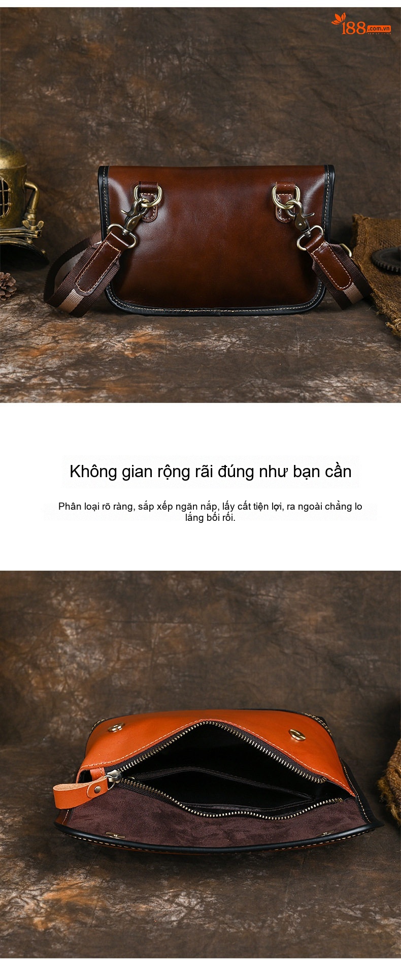 Túi Đeo Chéo Nam Da Bò Nguyên Tấm Phong Cách Hàn Quốc chi tiết 8