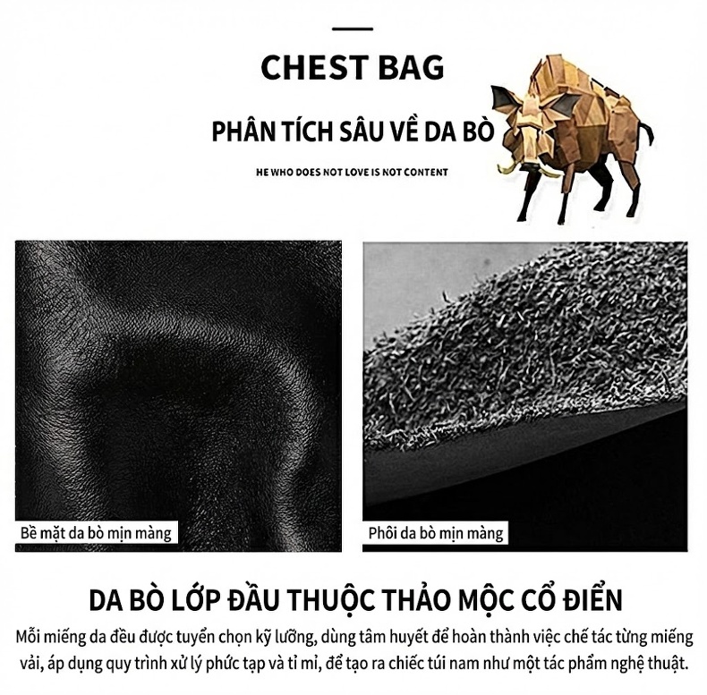 Túi Đeo Chéo Nam Da Bò Phong Cách Casual Màu Đen chi tiết 11