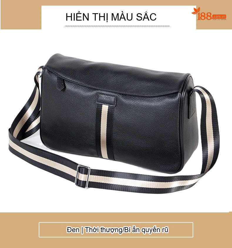 Túi Đeo Chéo Nam Da Bò Phong Cách Nhật Bản Hiện Đại, Túi Đeo Vai Thể Thao chi tiết 8