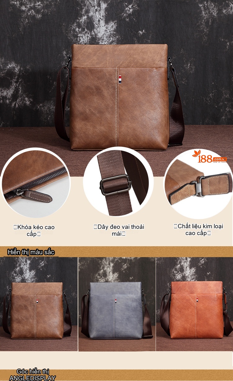 Túi Đeo Chéo Nam Da Bò Phong Cách Retro Âu Mỹ chi tiết 1