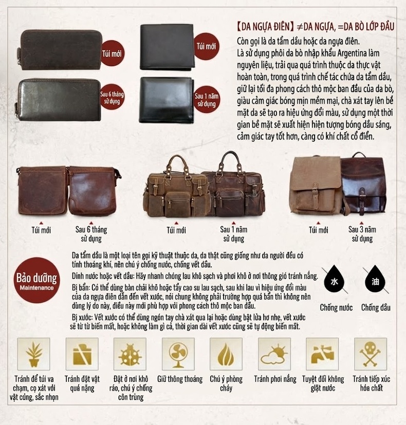 Túi Đeo Chéo Nam Da Bò Retro Đựng Ipad Màu Nâu chi tiết 39