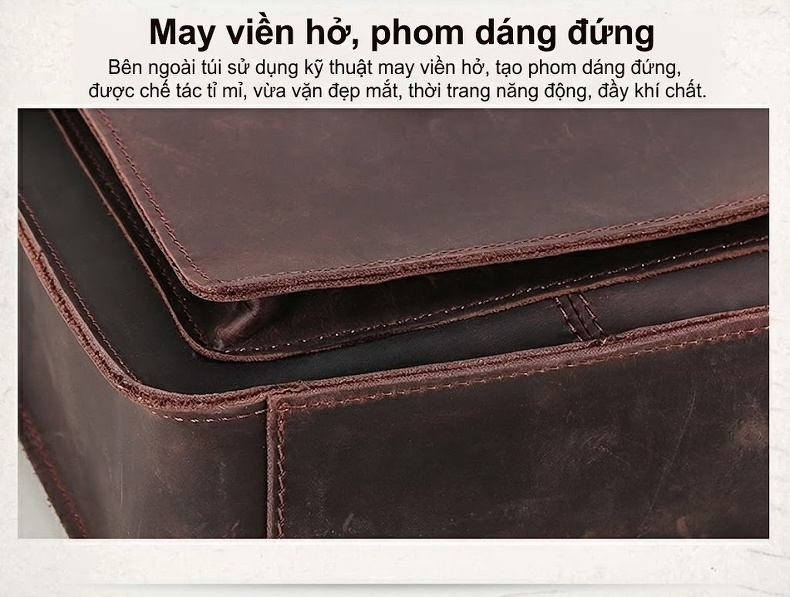 Túi Đeo Chéo Nam Da Bò Retro Đựng Ipad Màu Nâu chi tiết 16