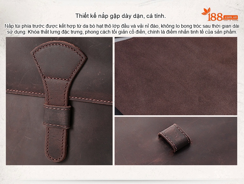 Túi Đeo Chéo Nam Da Bò Retro Đựng Ipad Màu Nâu chi tiết 17