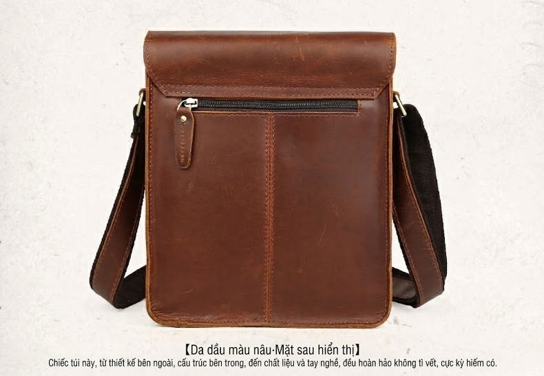 Túi Đeo Chéo Nam Da Bò Retro Đựng Ipad Màu Nâu chi tiết 32
