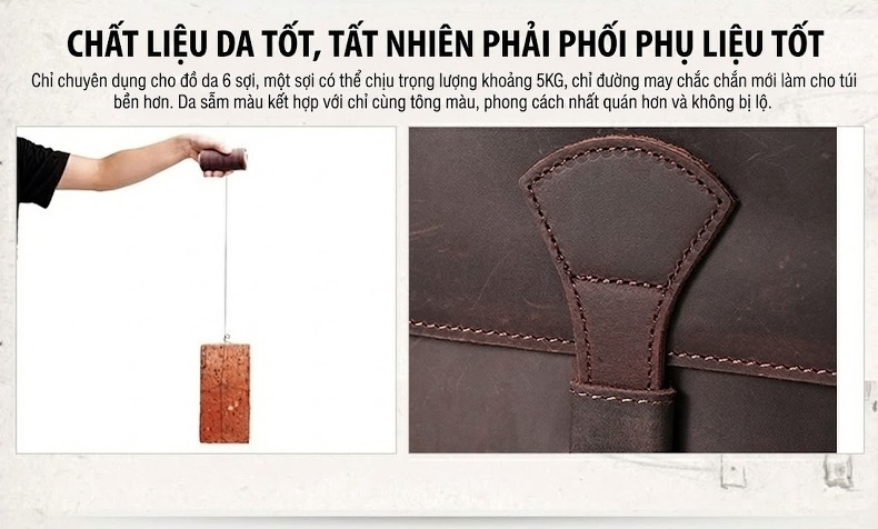 Túi Đeo Chéo Nam Da Bò Retro Đựng Ipad Màu Nâu chi tiết 14