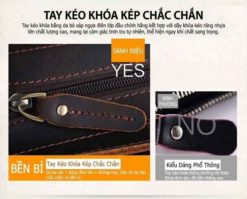Túi Đeo Chéo Nam Da Bò Retro Đựng Ipad Màu Nâu chi tiết 15