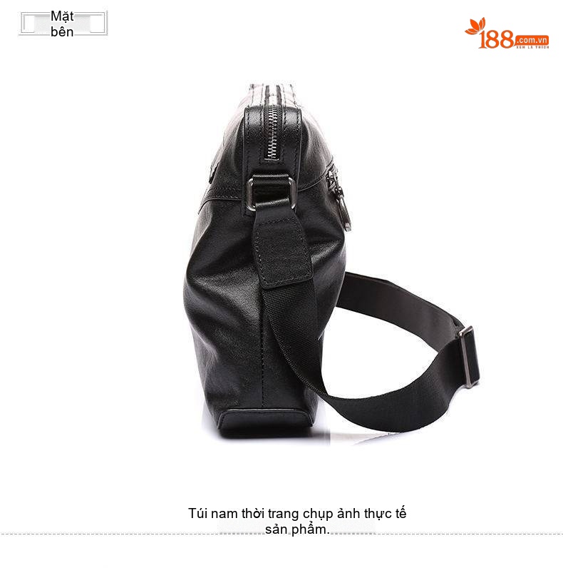 Túi Đeo Chéo Nam Da Bò Retro Thời Trang Màu Đen chi tiết 9