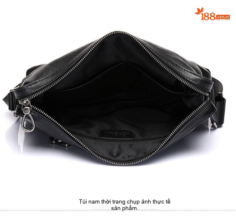 Túi Đeo Chéo Nam Da Bò Retro Thời Trang Màu Đen chi tiết 11