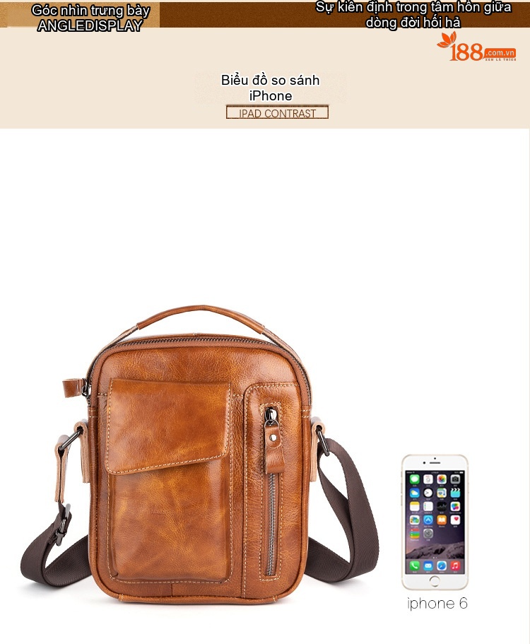 Túi Đeo Chéo Nam Da Bò Sáp Dầu Retro Túi Xách Tay Đeo Vai Màu Nâu, Đen chi tiết 5