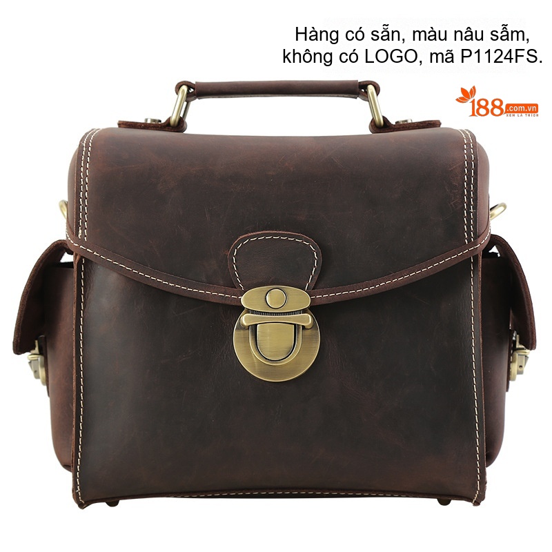 Túi Đeo Chéo Nam Da Bò Sáp Vintage Đựng Máy Ảnh DSLR Đa Năng Màu Nâu