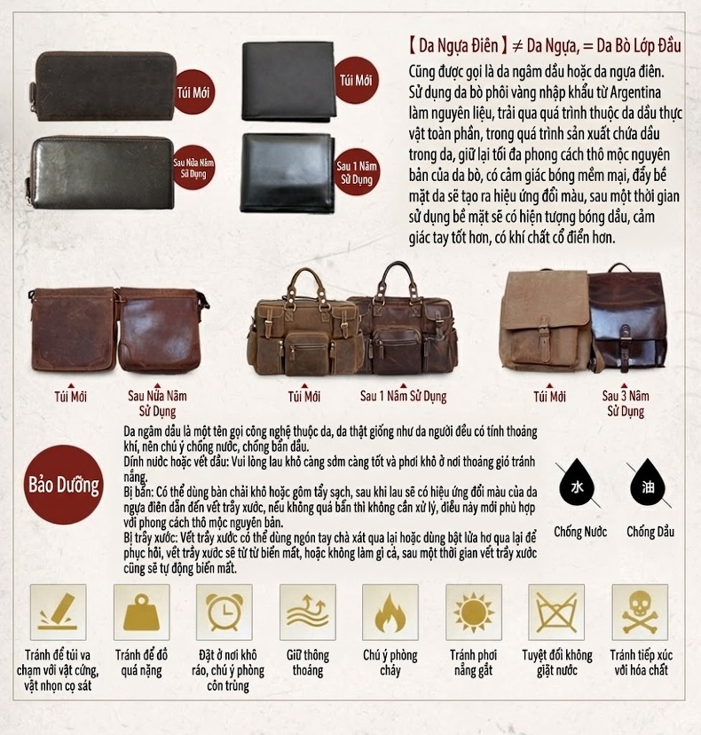 Túi Đeo Chéo Nam Da Bò Sáp Vintage Phong Cách Âu Mỹ chi tiết 9