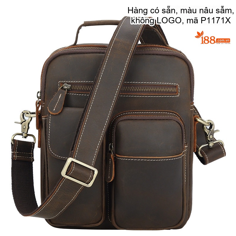 Túi Đeo Chéo Nam Da Bò Sáp Vintage Phong Cách Âu Mỹ