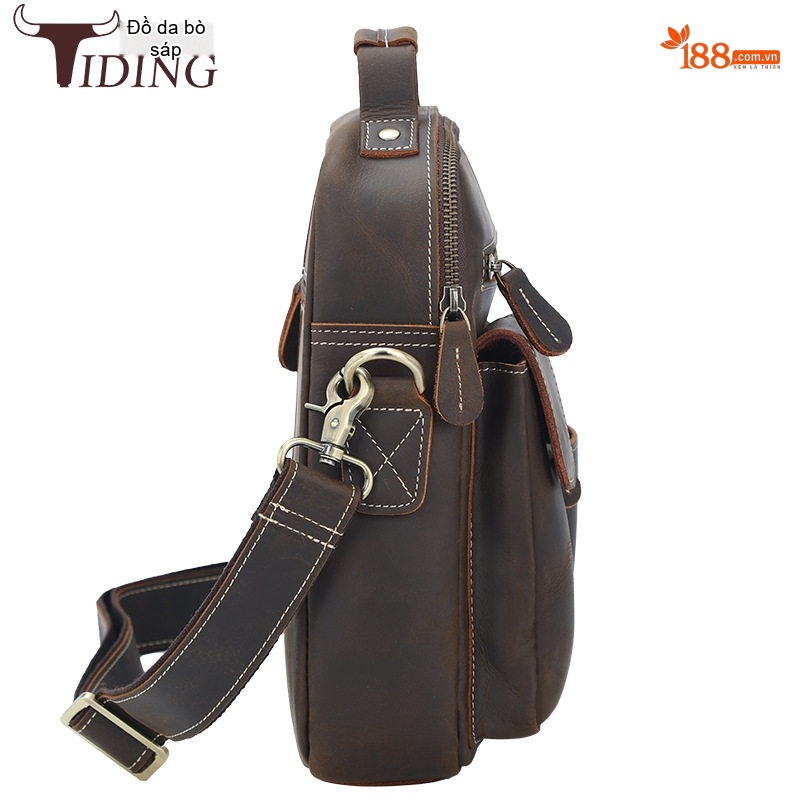 Túi Đeo Chéo Nam Da Bò Sáp Vintage Phong Cách Âu Mỹ
