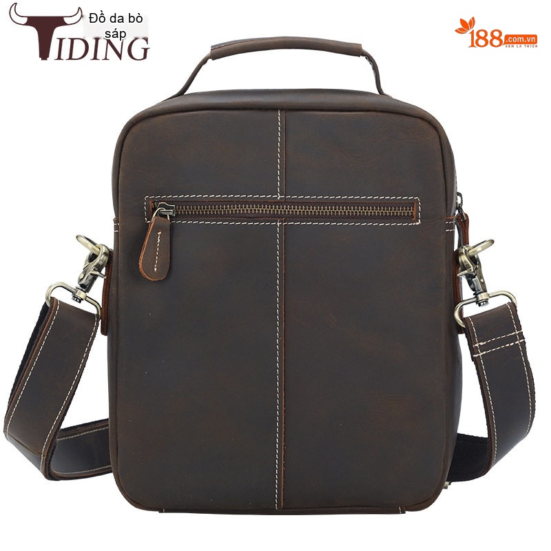 Túi Đeo Chéo Nam Da Bò Sáp Vintage Phong Cách Âu Mỹ