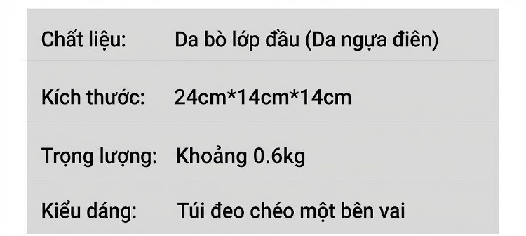 Túi Đeo Chéo Nam Da Bò Thật Dáng Trống Phong Cách Retro Màu Nâu chi tiết 2