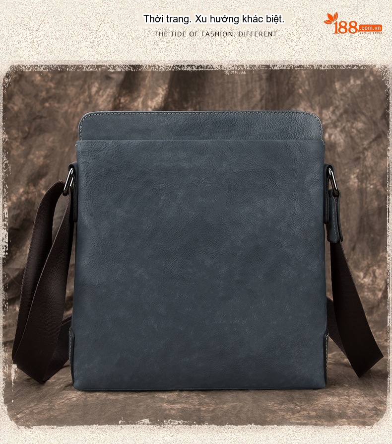 Túi Đeo Chéo Nam Da Bò Thật Mini Retro Màu Nâu, Xanh Navy chi tiết 7