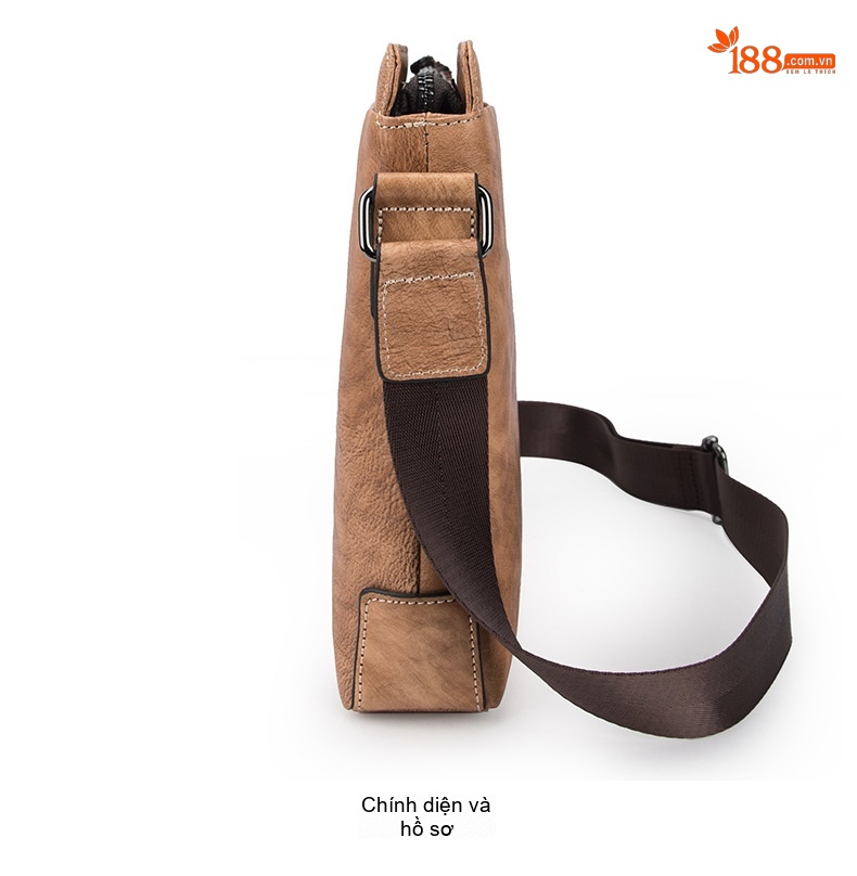 Túi Đeo Chéo Nam Da Bò Thật Mini Retro Màu Nâu, Xanh Navy chi tiết 10