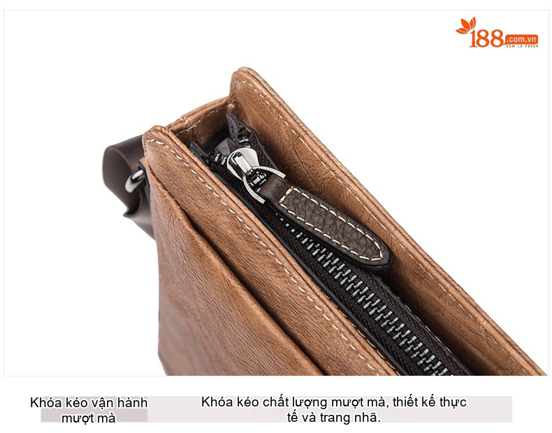 Túi Đeo Chéo Nam Da Bò Thật Mini Retro Màu Nâu, Xanh Navy chi tiết 20