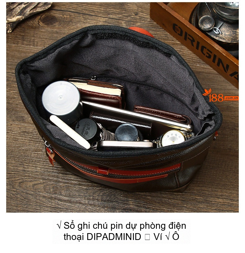 Túi Đeo Chéo Nam Da Bò Thật Phong Cách Casual, Túi Đựng Ipad Màu Đen, Nâu chi tiết 24