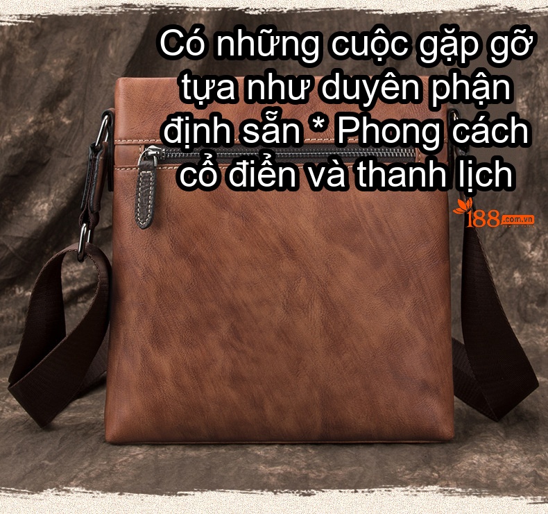 Túi Đeo Chéo Nam Da Bò Thật Phong Cách Retro, Túi Đựng Ipad Màu Nâu, Xanh Navy chi tiết 1