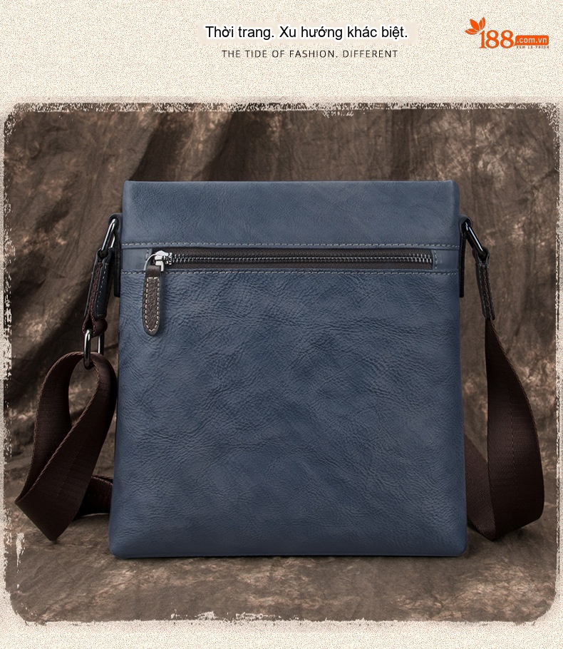 Túi Đeo Chéo Nam Da Bò Thật Phong Cách Retro, Túi Đựng Ipad Màu Nâu, Xanh Navy chi tiết 8