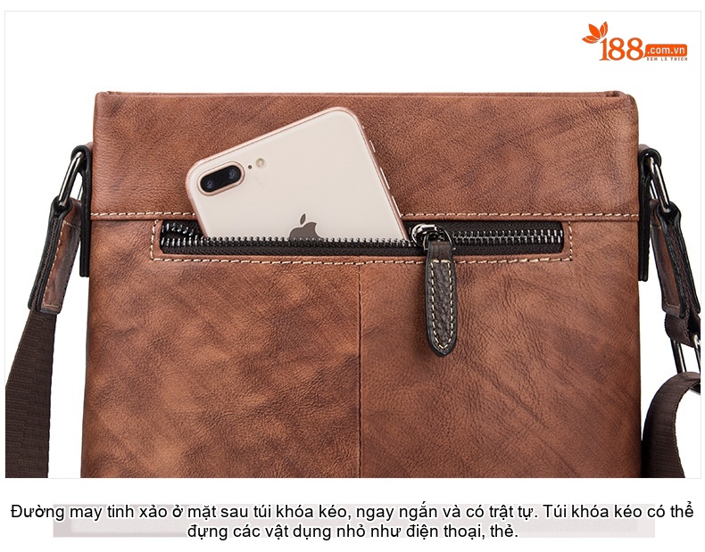 Túi Đeo Chéo Nam Da Bò Thật Phong Cách Retro, Túi Đựng Ipad Màu Nâu, Xanh Navy chi tiết 21