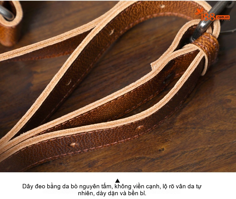Túi Đeo Chéo Nam Da Bò Thật Thủ Công Vintage Đơn Giản Màu Nâu chi tiết 8