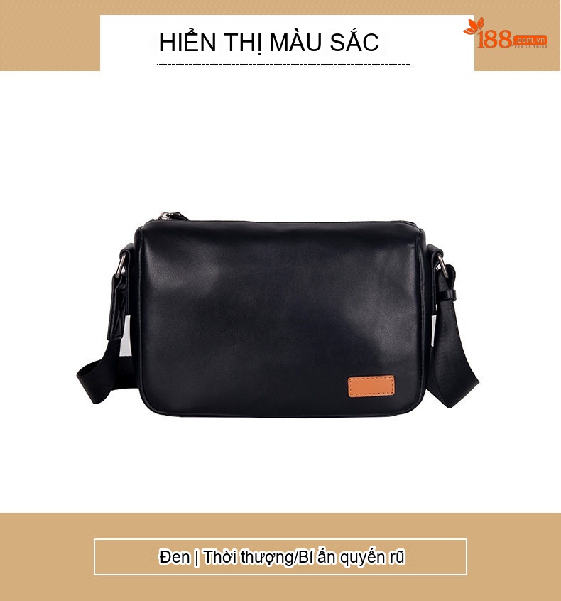 Túi Đeo Chéo Nam Da Bò Thời Trang Đa Năng Màu Đen chi tiết 11