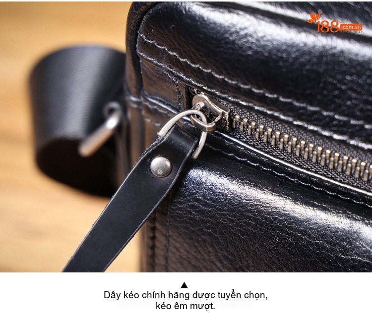 Túi Đeo Chéo Nam Da Bò Thủ Công Kiểu Túi Đưa Thư Đơn Giản Màu Đen chi tiết 9