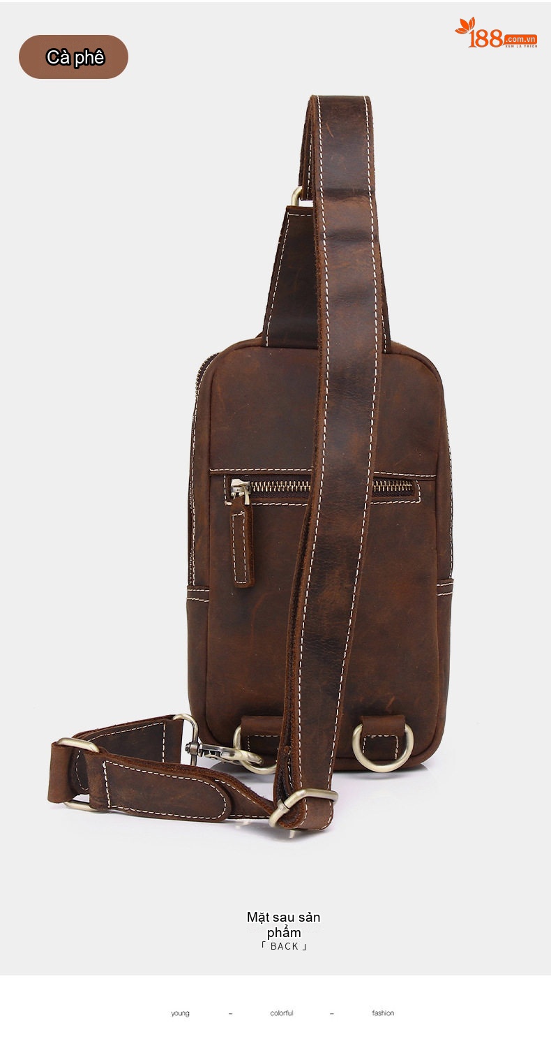 Túi Đeo Chéo Nam Da Bò Thủ Công Vintage Màu Nâu chi tiết 14