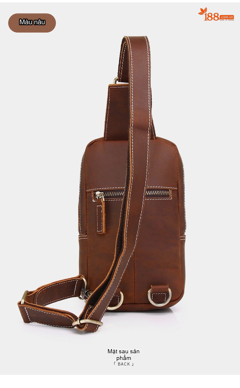 Túi Đeo Chéo Nam Da Bò Thủ Công Vintage Màu Nâu chi tiết 20
