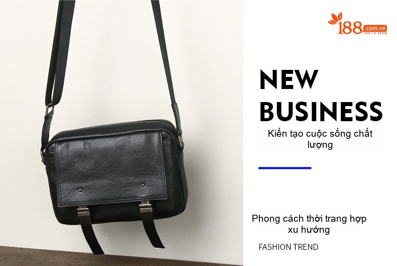 Túi Đeo Chéo Nam Da Bò Thủ Công Vintage Màu Nâu, Đen chi tiết 5