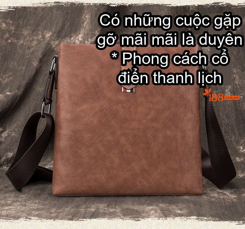 Túi Đeo Chéo Nam Da Bò Thủ Công Vintage Màu Nâu, Xám, Xanh Dương chi tiết 1