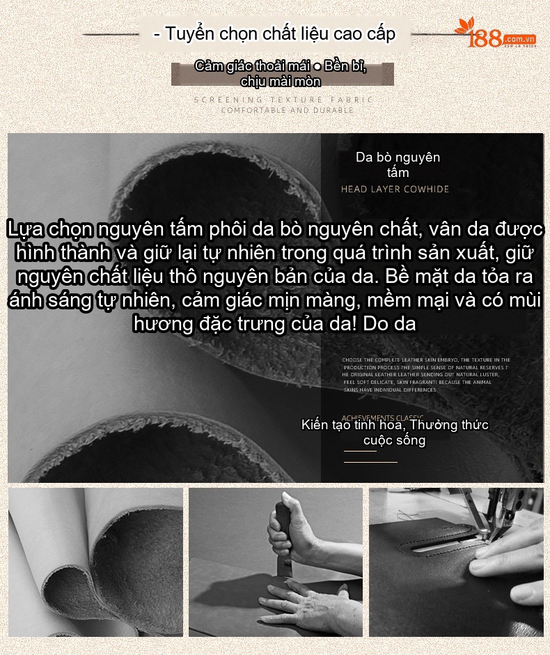 Túi Đeo Chéo Nam Da Bò Thủ Công Vintage Màu Nâu, Xám, Xanh Dương chi tiết 3