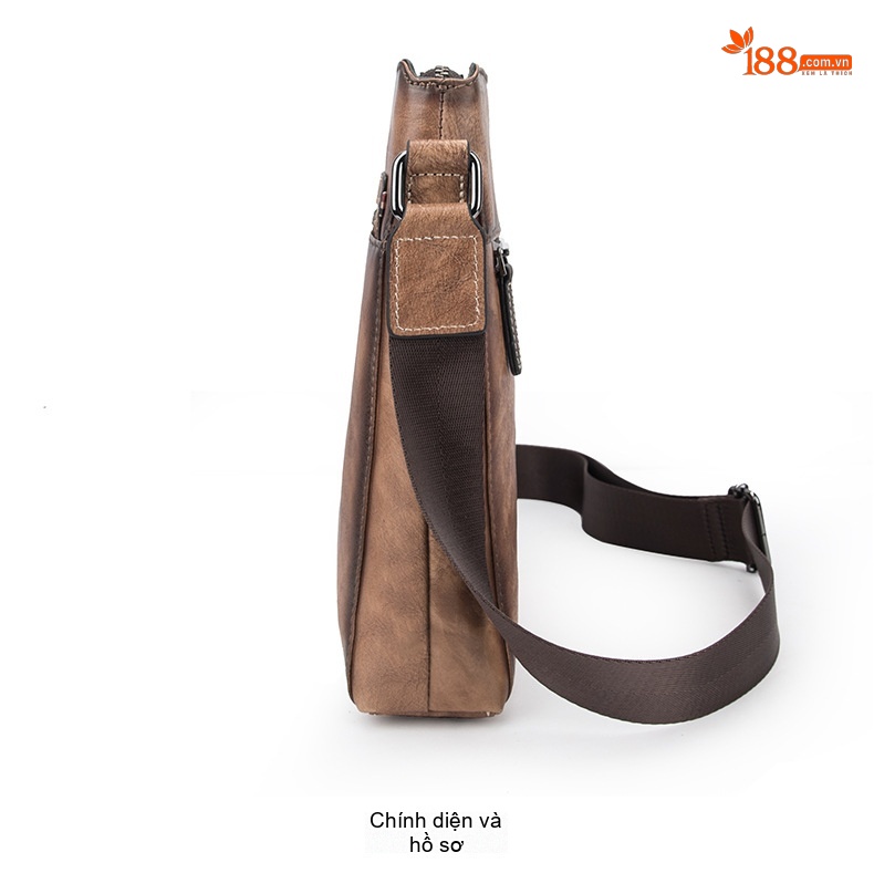 Túi Đeo Chéo Nam Da Bò Thủ Công Vintage Màu Nâu, Xanh Dương chi tiết 10