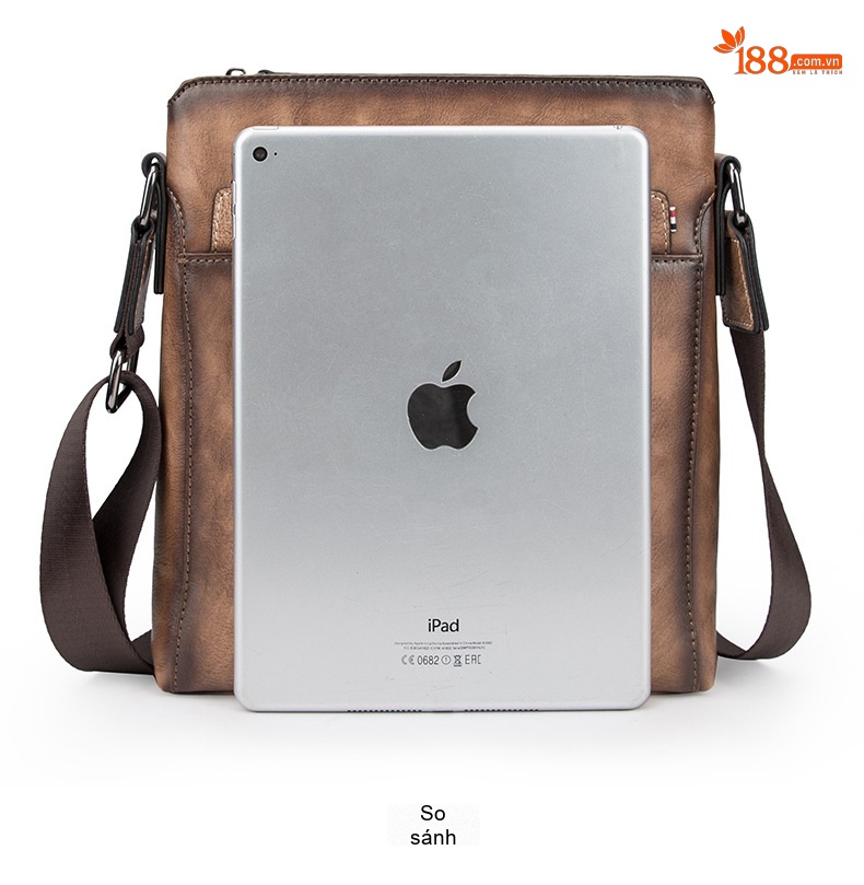 Túi Đeo Chéo Nam Da Bò Thủ Công Vintage Màu Nâu, Xanh Dương chi tiết 13
