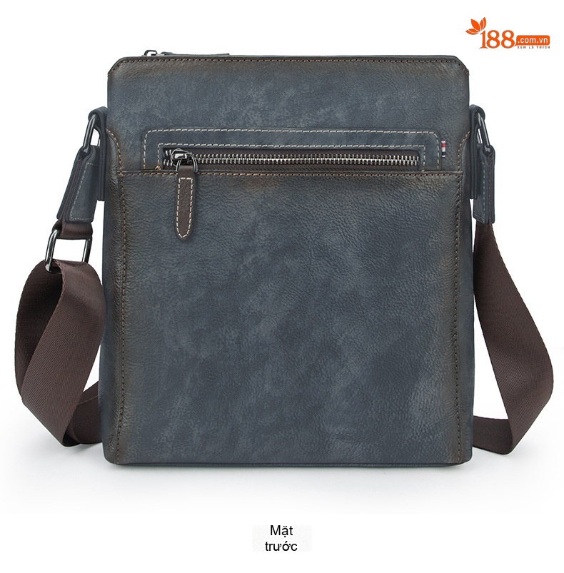 Túi Đeo Chéo Nam Da Bò Thủ Công Vintage Màu Nâu, Xanh Dương chi tiết 14