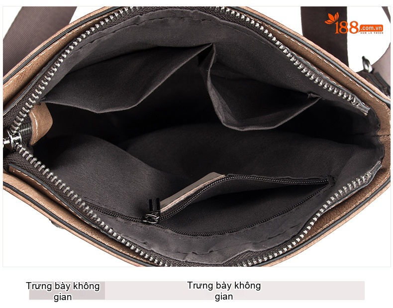 Túi Đeo Chéo Nam Da Bò Thủ Công Vintage Màu Nâu, Xanh Dương chi tiết 23