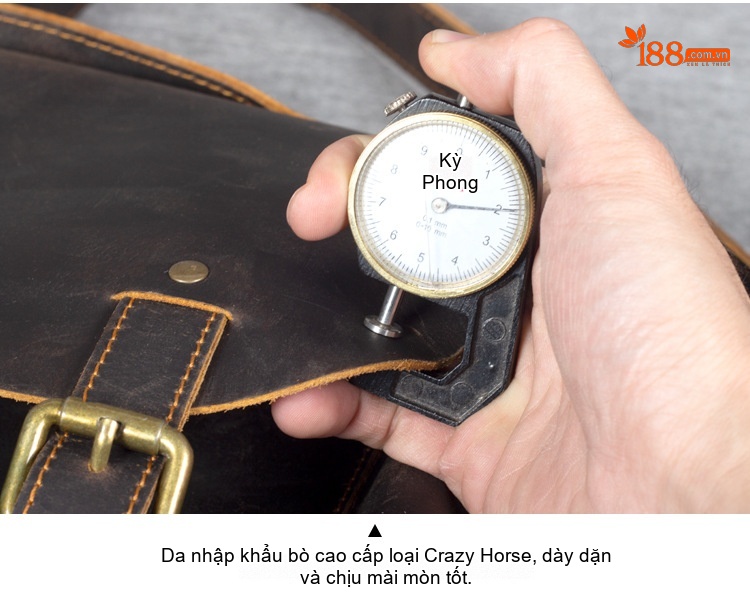 Túi Đeo Chéo Nam Da Bò Túi Messenger Túi Xách Tay Laptop Cổ Điển Màu Nâu chi tiết 4