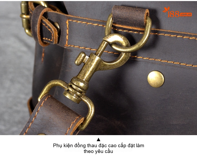 Túi Đeo Chéo Nam Da Bò Túi Messenger Túi Xách Tay Laptop Cổ Điển Màu Nâu chi tiết 5