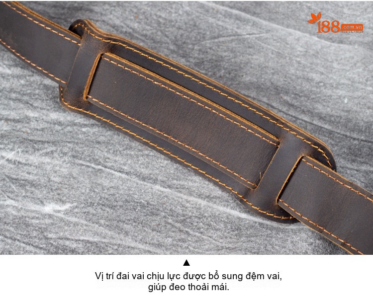 Túi Đeo Chéo Nam Da Bò Túi Messenger Túi Xách Tay Laptop Cổ Điển Màu Nâu chi tiết 7