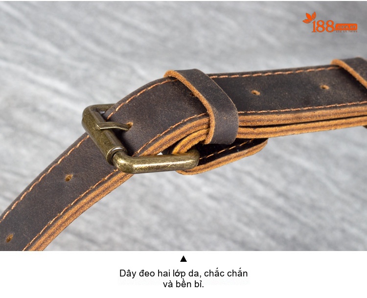 Túi Đeo Chéo Nam Da Bò Túi Messenger Túi Xách Tay Laptop Cổ Điển Màu Nâu chi tiết 9
