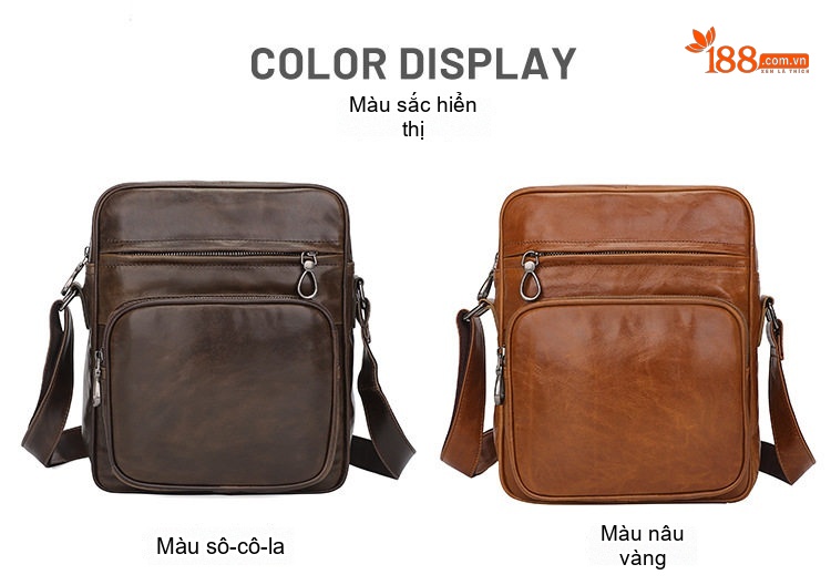 Túi Đeo Chéo Nam Da Bò Vintage Cao Cấp Màu Nâu chi tiết 8