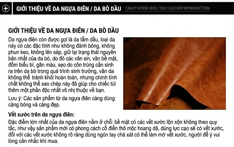 Túi Đeo Chéo Nam Da Bò Vintage Dung Tích Lớn Màu Nâu chi tiết 23