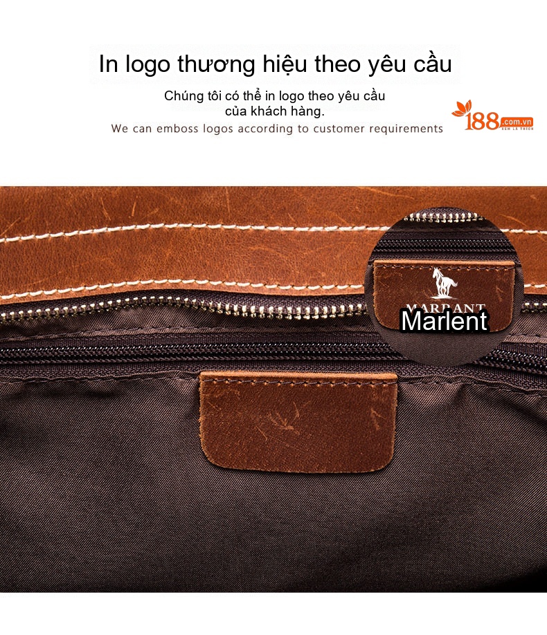 Túi Đeo Chéo Nam Da Bò Vintage Dung Tích Lớn Màu Nâu chi tiết 9