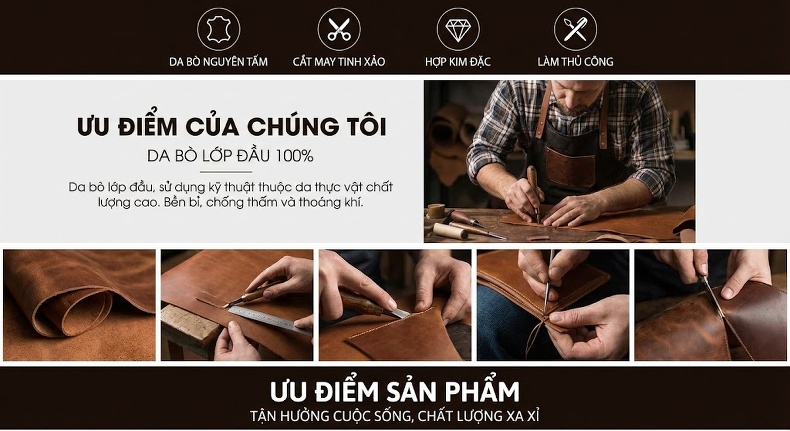 Túi Đeo Chéo Nam Da Bò Vintage Retro Màu Đen, Nâu chi tiết 5